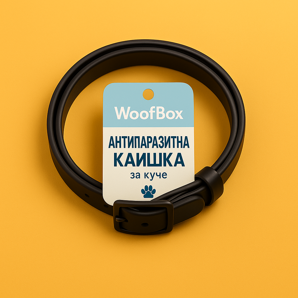 WoofBox антипаразитна каишка за кучета – ефективна защита от бълхи, кърлежи и други паразити. Подходяща за всички породи, включена в месечната кутия WoofBox.