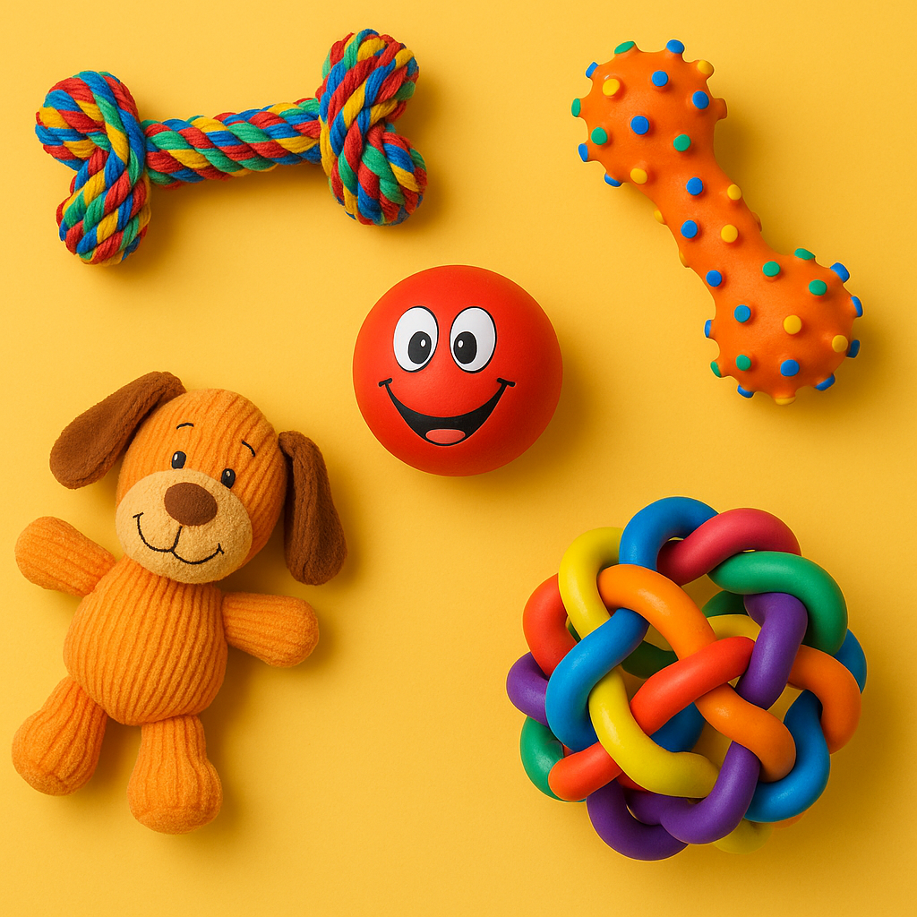 WoofBox играчки за кучета – цветни, забавни и издръжливи играчки за малки и големи породи. Въжета, топки и гумени дъвкалки за активна игра.